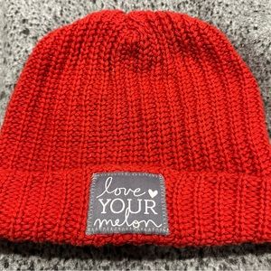 Love Your Melon red beanie